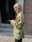 Beige Checked Oversized Blazer