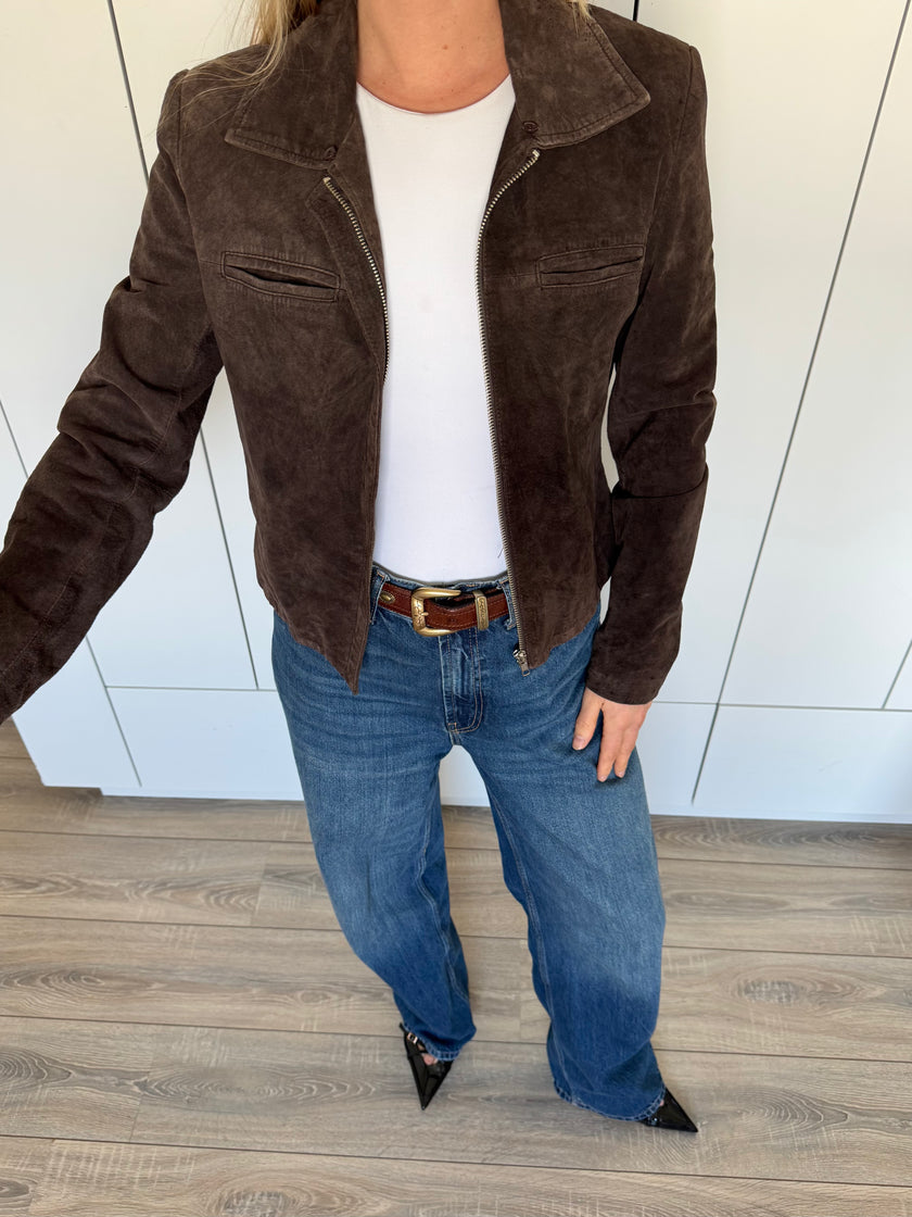 Short Brown Suede Vintage Jacket
