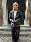 Oversized Black Leather Biker Jacket