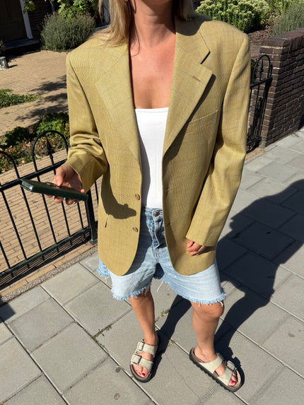 Beige Checked Blazer