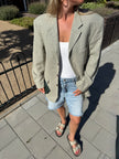 Grey Checked Oversized Blazer