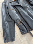 Oversized Black Leather Biker Jacket