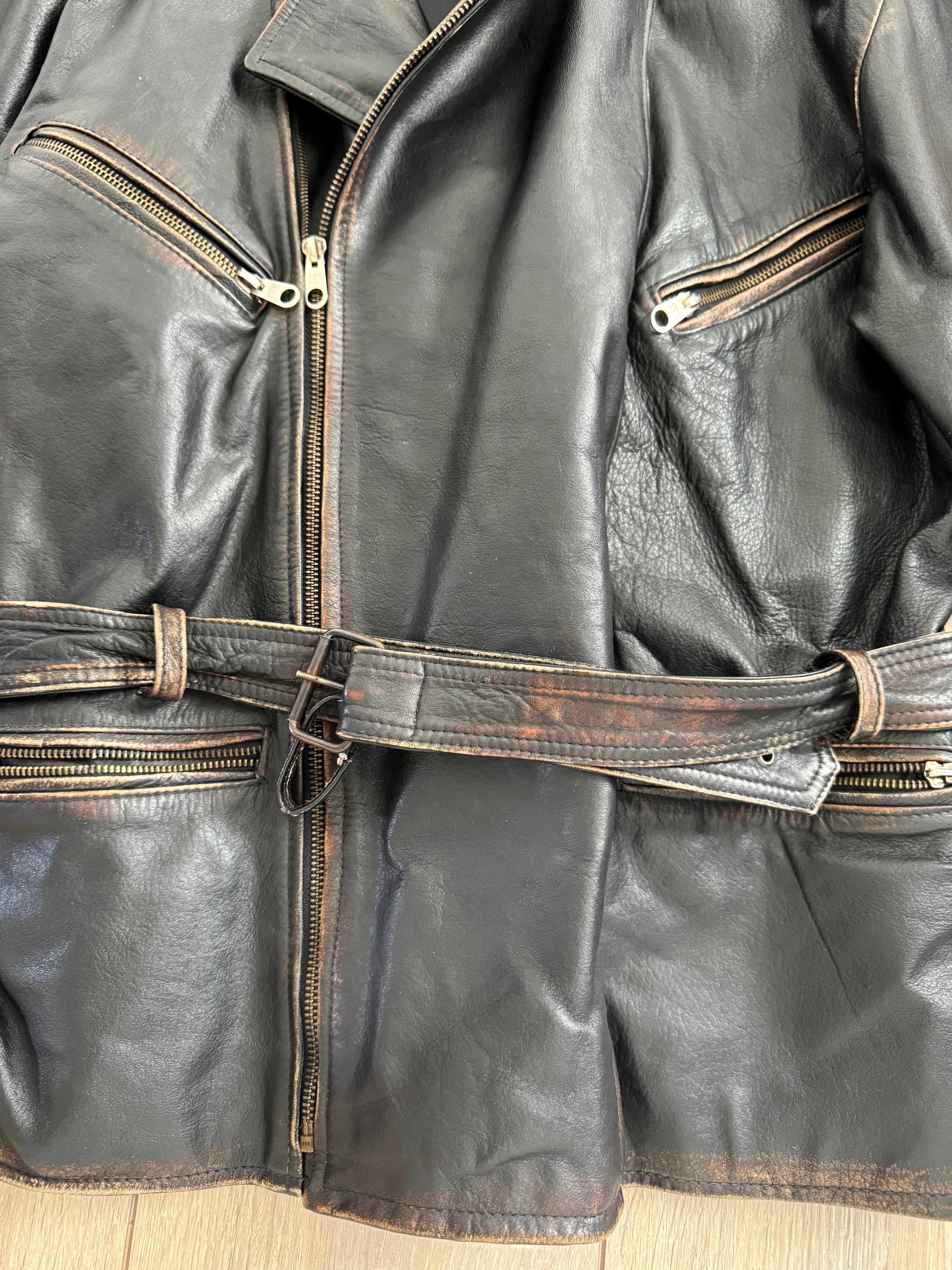 Oversized Black Leather Biker Jacket
