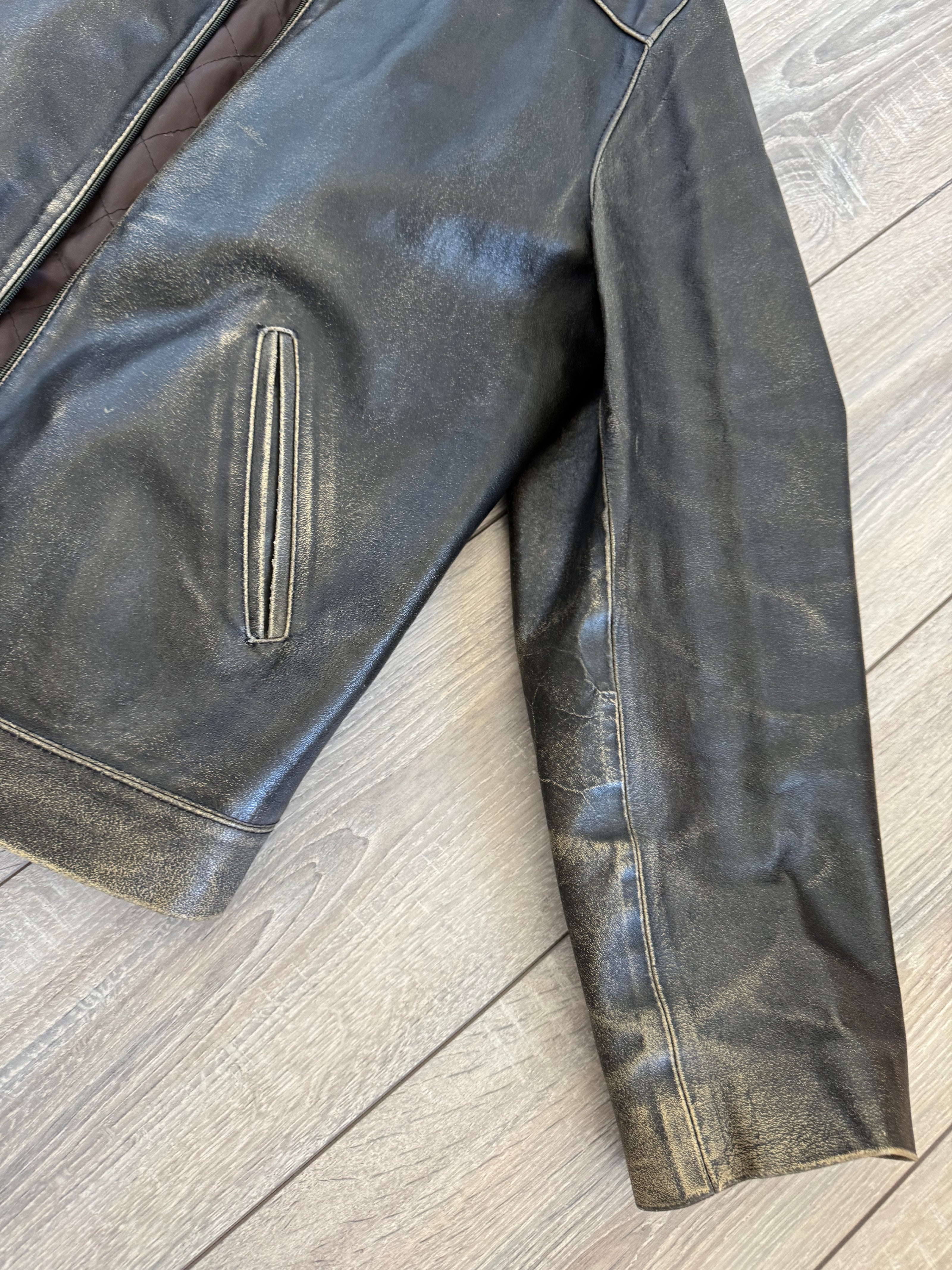 Distressed/Worn Brown Leather Jacket