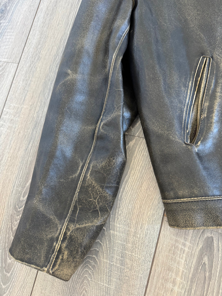 Distressed/Worn Brown Leather Jacket