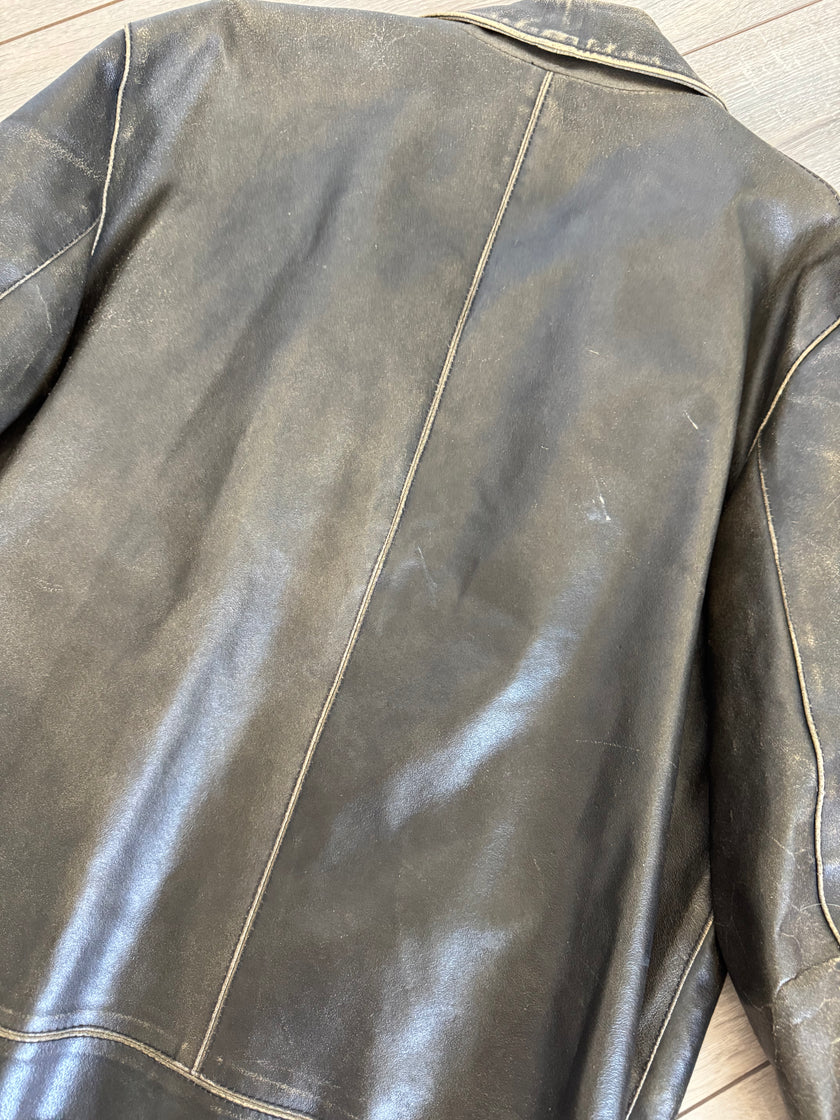 Distressed/Worn Brown Leather Jacket