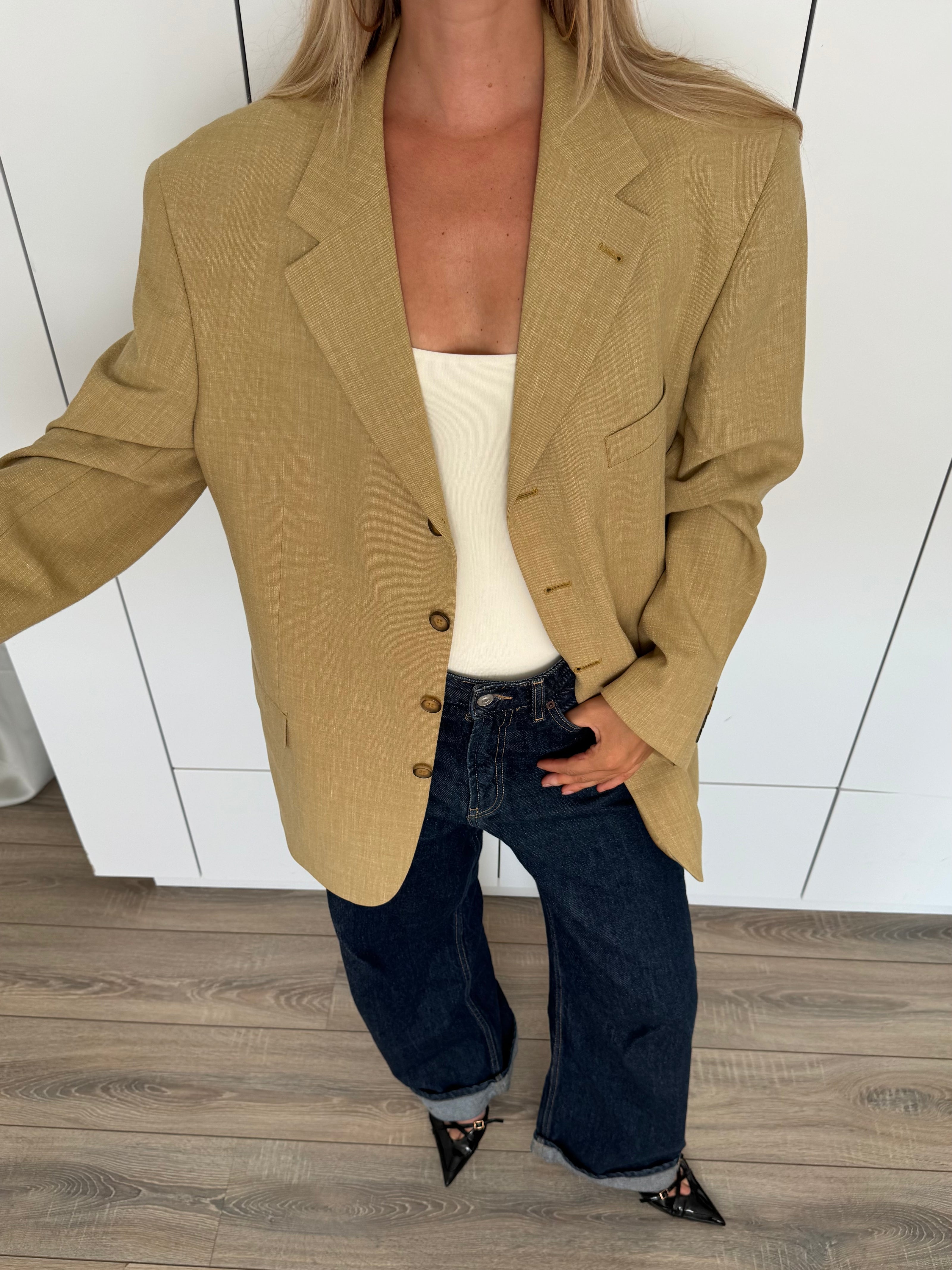 Beige Oversized Vintage Blazer
