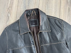 Black Worn Oversized Leather Jacket