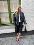 Oversized Black Leather Worn Jacket