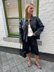 Oversized Black Leather Worn Jacket