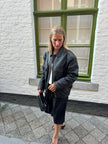 Oversized Black Leather Worn Jacket