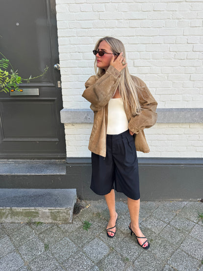 Beige Suede Oversized Vintage Jacket