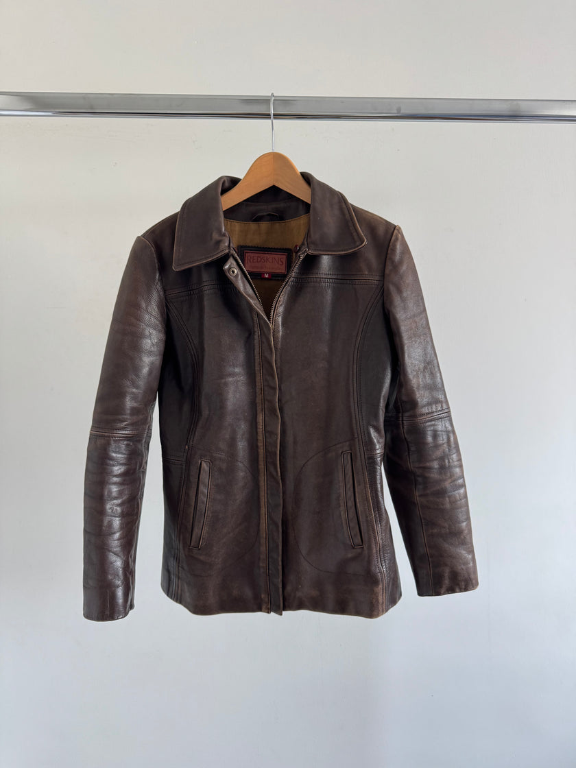 Fitted Brown Leather Redskins Vintage Jacket