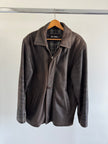 Oversized Brown Distressed Leather Jacket