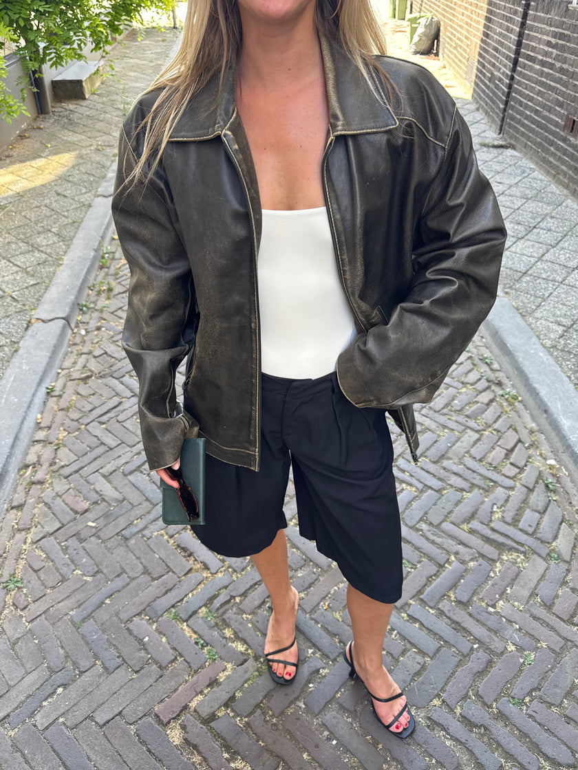 Distressed/Worn Brown Leather Jacket