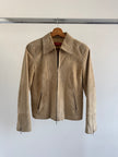 Fitted Beige Suede Vintage Jacket