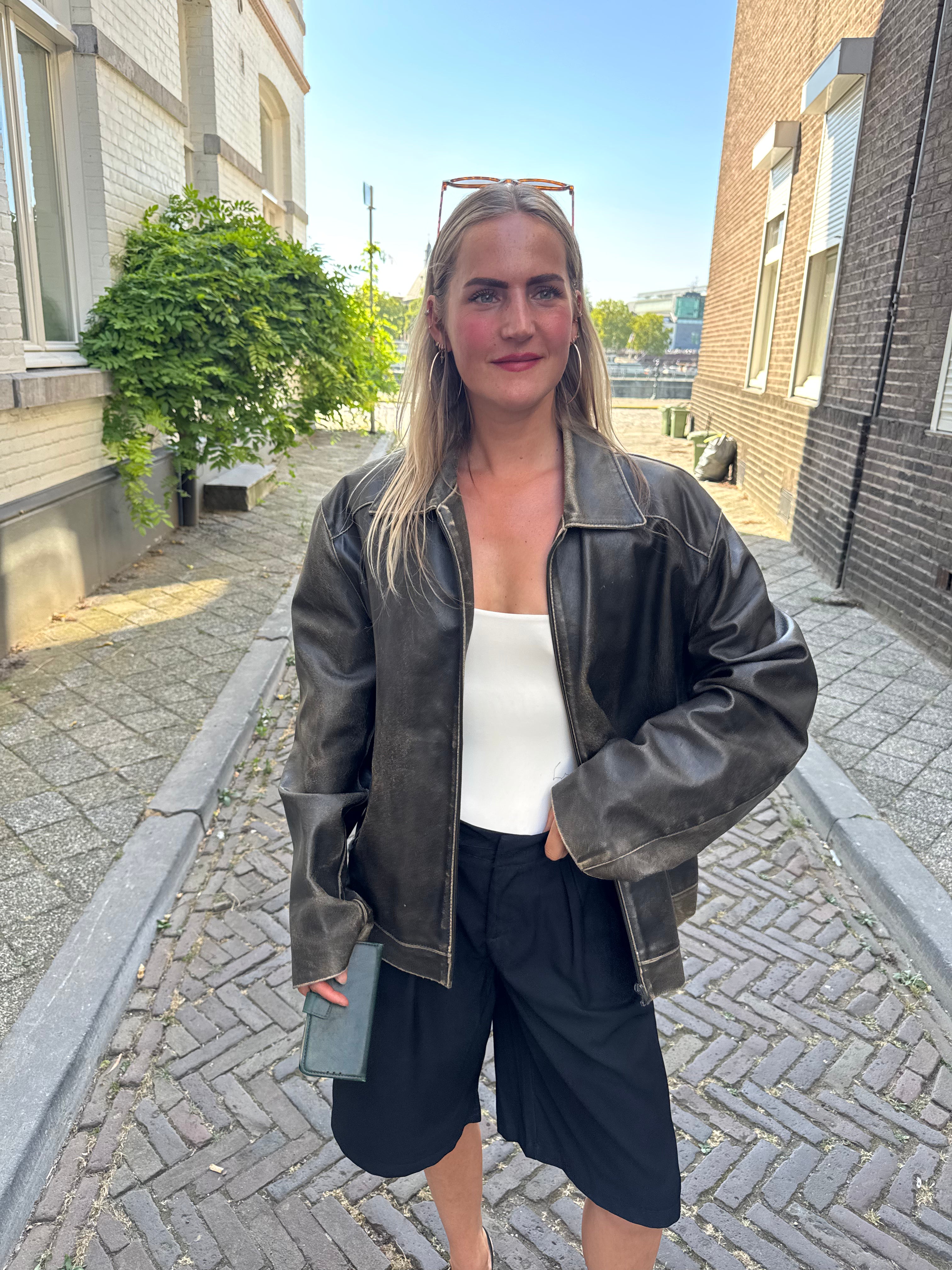 Distressed/Worn Brown Leather Jacket