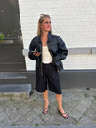 Black Worn Oversized Leather Jacket