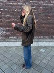 Faded Distressed Oversized Leather Jacket