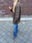 Faded Distressed Oversized Leather Jacket