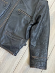Oversized Black Leather Worn Jacket