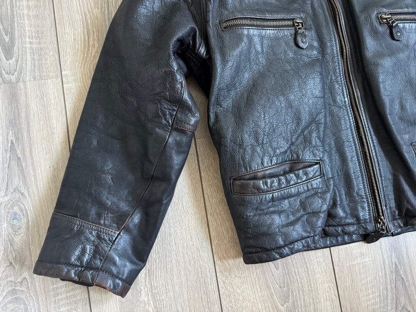 Oversized Black Leather Worn Jacket