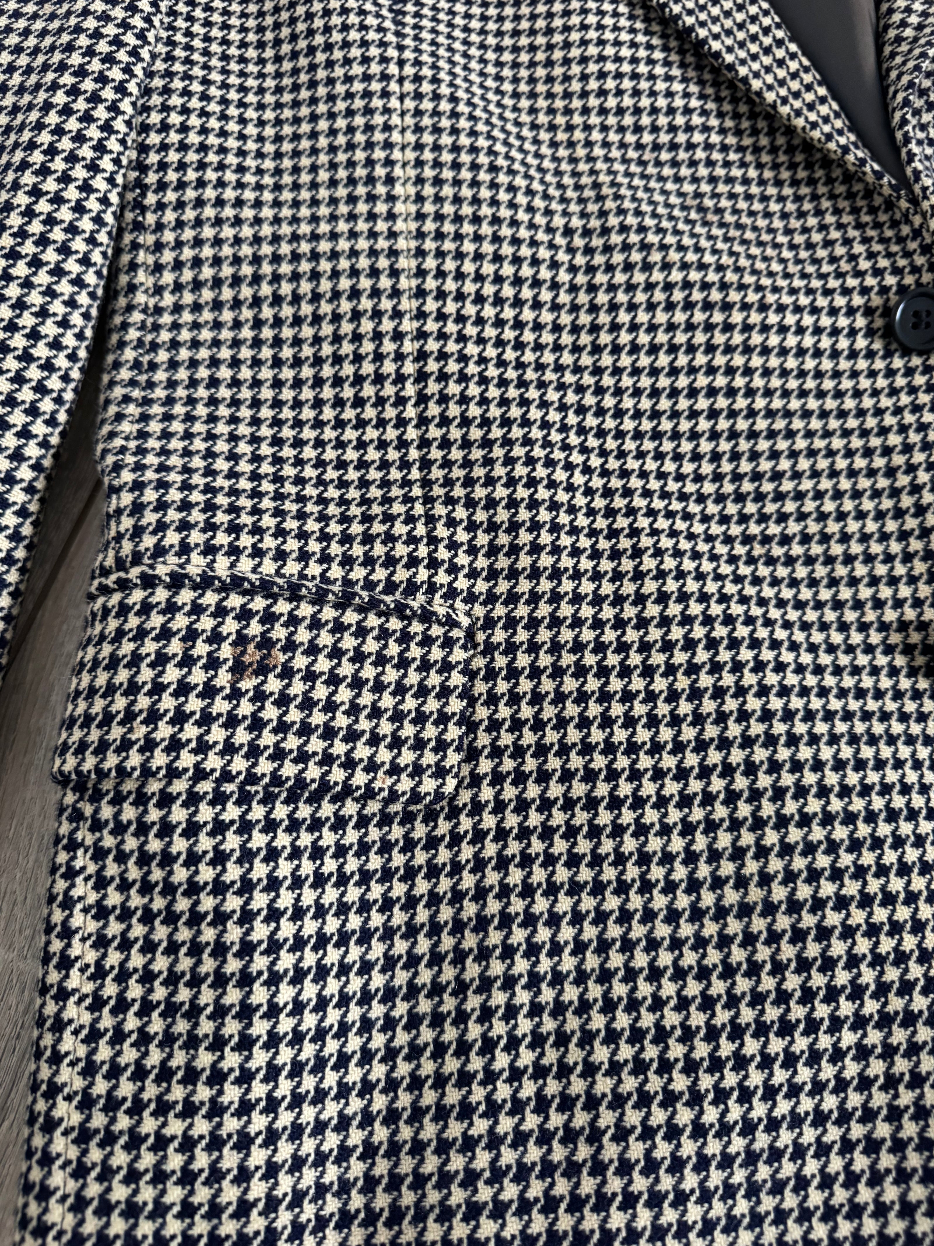 Oversized Navy Blue / Creme Checked Vintage Blazer