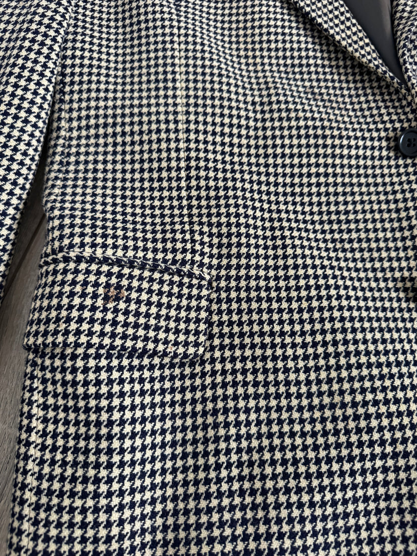 Oversized Navy Blue / Creme Checked Vintage Blazer