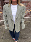 Beige Checked Oversized Blazer