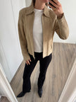 Fitted Beige Suede Vintage Jacket