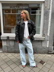 Bomboogie Worn Leather Bomber Jacket