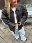 Bomboogie Worn Leather Bomber Jacket