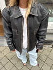 Bomboogie Worn Leather Bomber Jacket