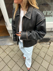 Bomboogie Worn Leather Bomber Jacket