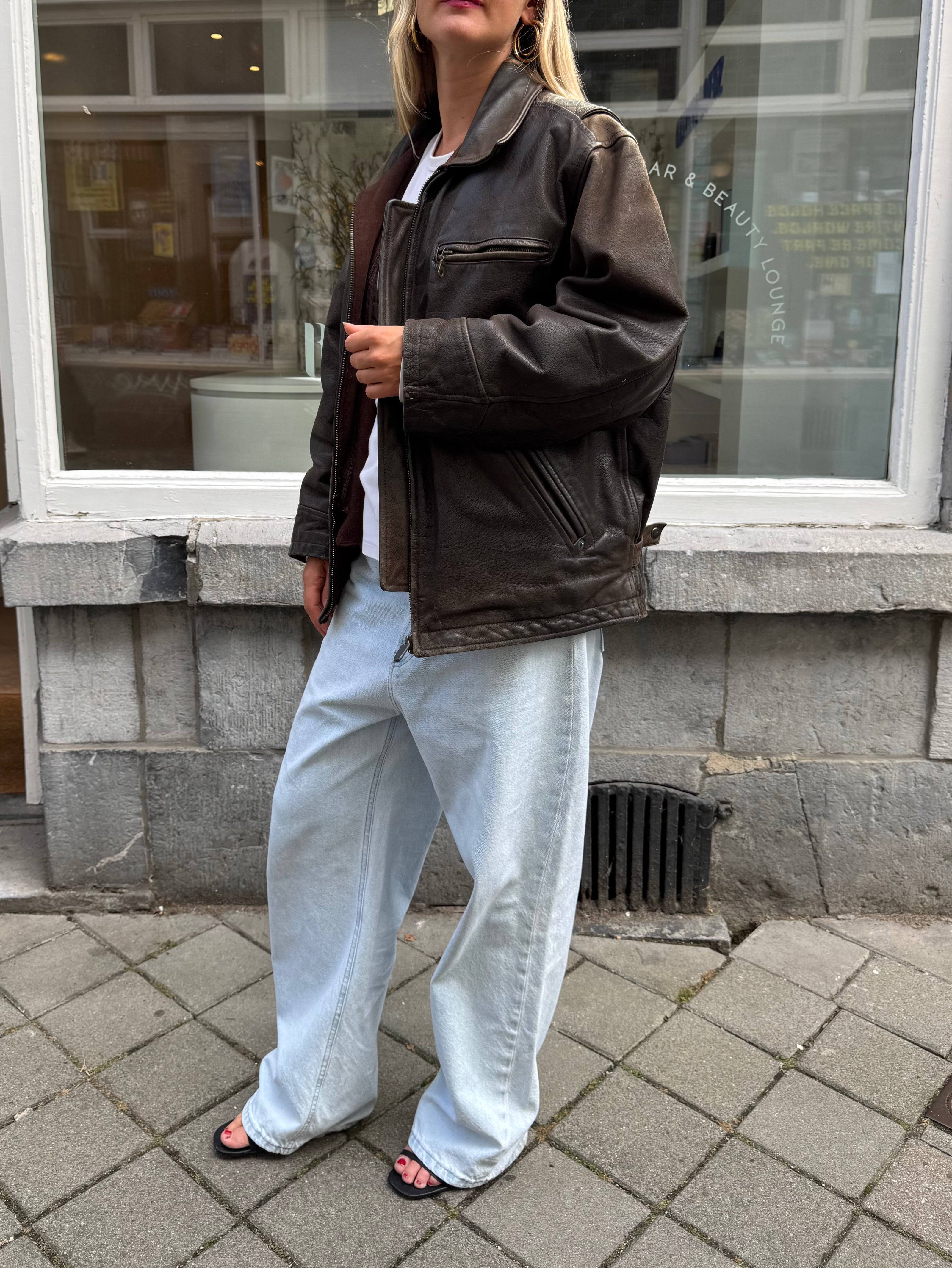 Vintage Brown Oversized Leather Jacket