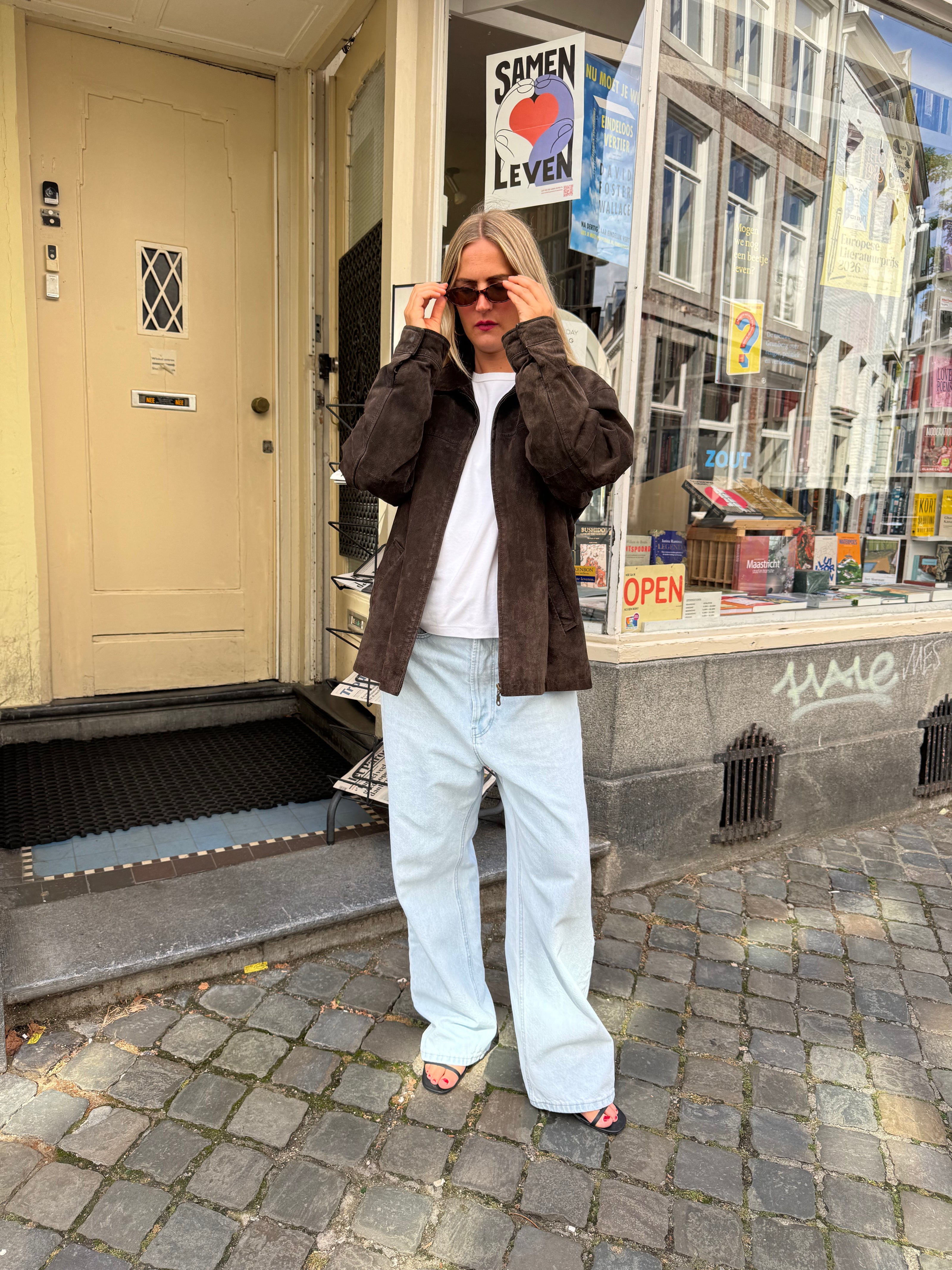 Oversized Dark Brown Suede “Dad” Jacket