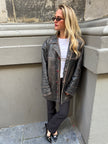 Distressed Rustic Leather Vintage Jacket with Buttons