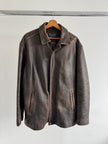 Faded Distressed Oversized Leather Jacket