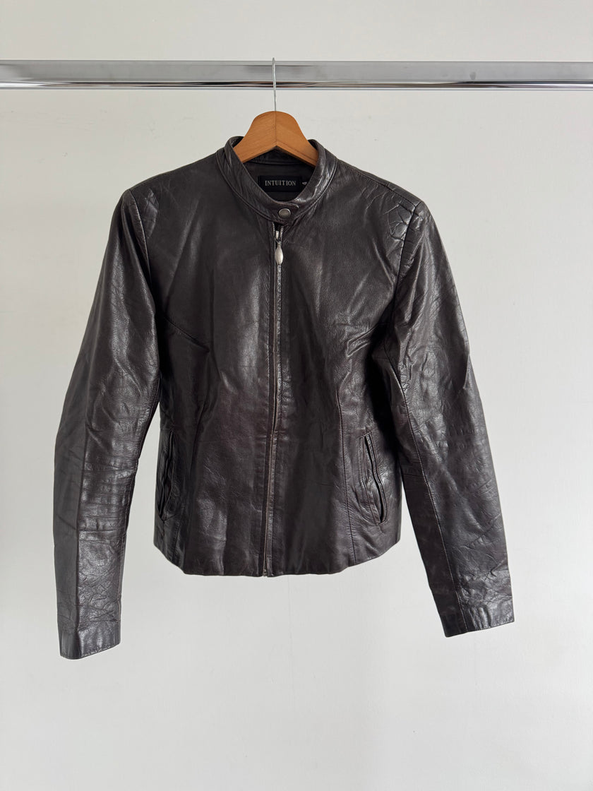 Brown Leather Vintage Biker Jacket