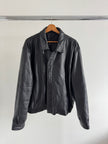 Oversized Black Leather Bomberjacket