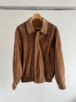 Beige Suede Vintage Bomber Jacket