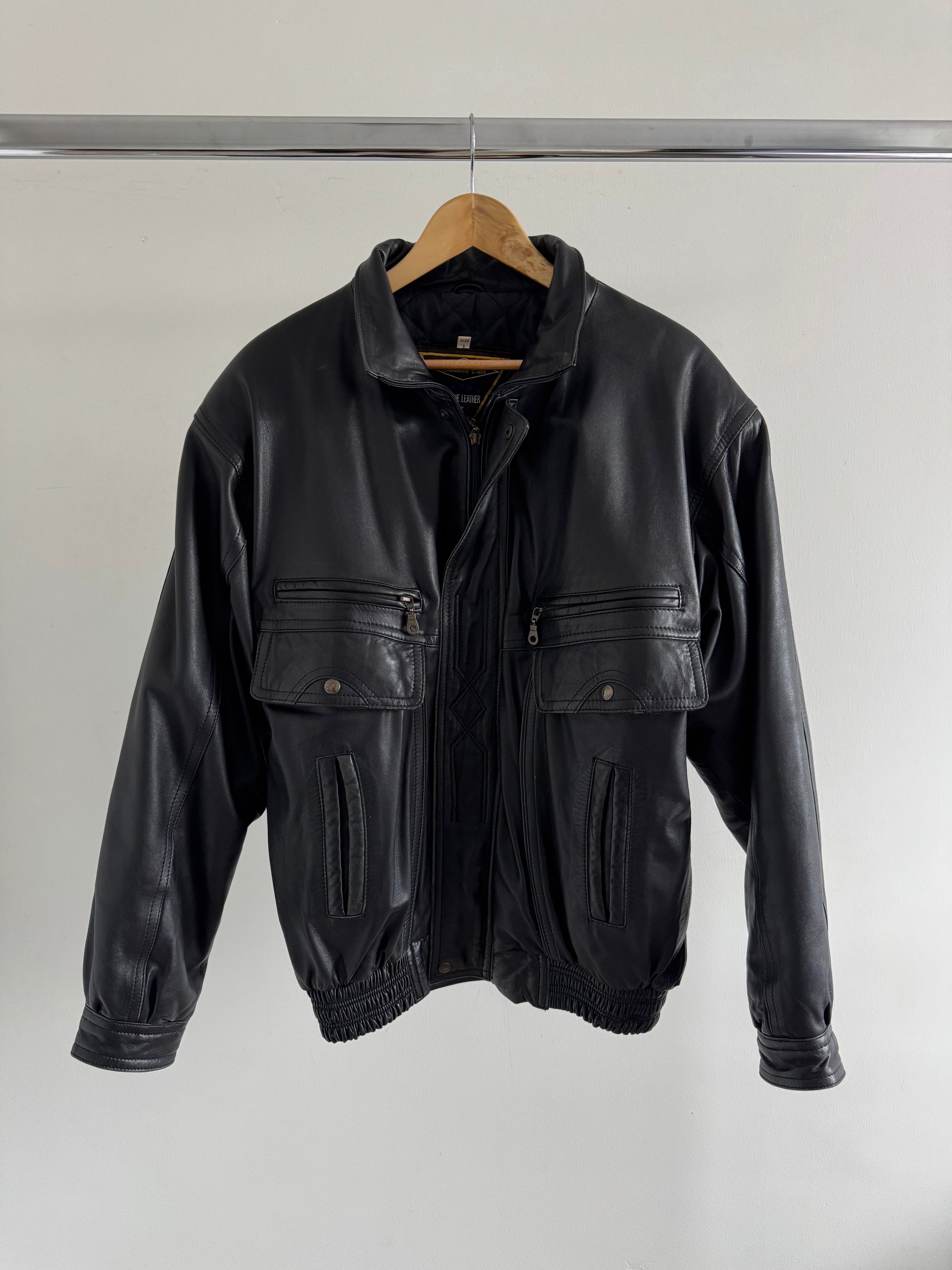 Black Leather Bomber Jacket