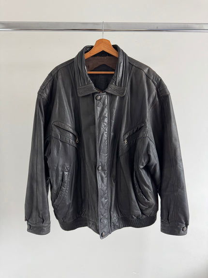 90s Super Oversized Black Bomberjacket