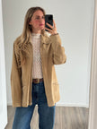 Light Beige Vintage Oversized Suede Jacket