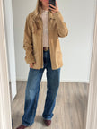 Light Beige Vintage Oversized Suede Jacket