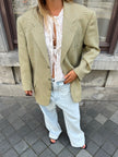 Light Grey Beige Checked Blazer