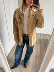 Light Beige Vintage Oversized Suede Jacket