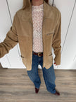 Light Beige Vintage Oversized Suede Jacket