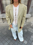 Light Grey Beige Checked Blazer
