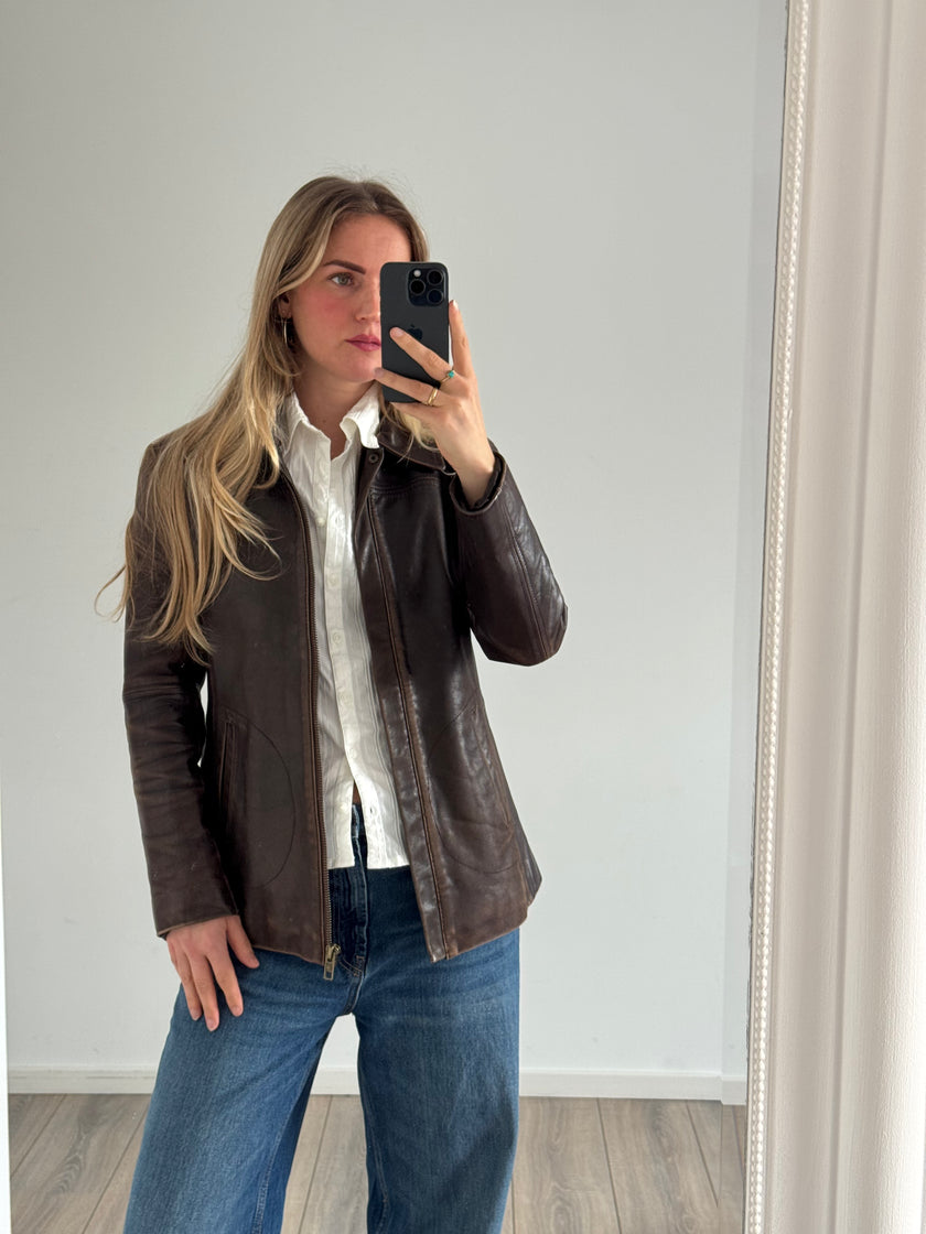 Fitted Brown Leather Redskins Vintage Jacket
